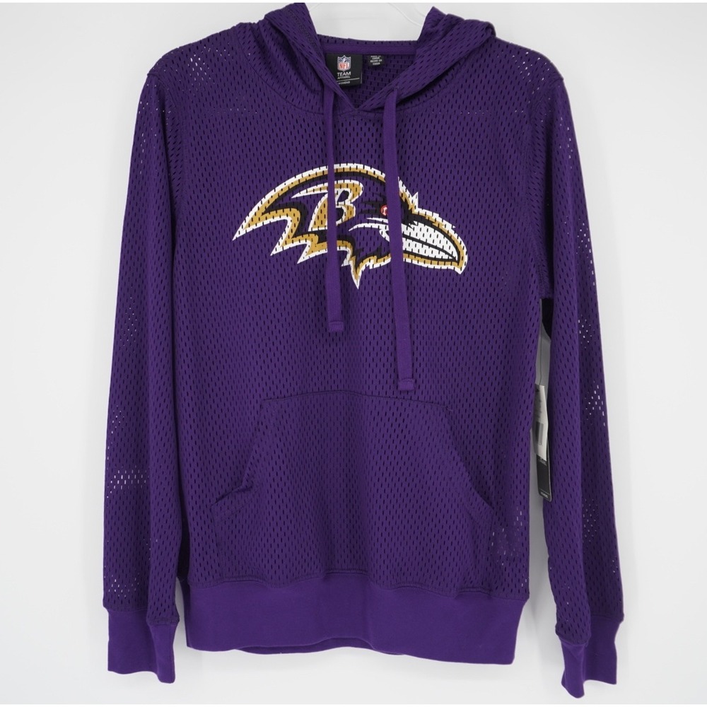 NFL Baltimore Ravens Womens Purple Mesh Hoodie‎ Sweatshirt Medium NEW